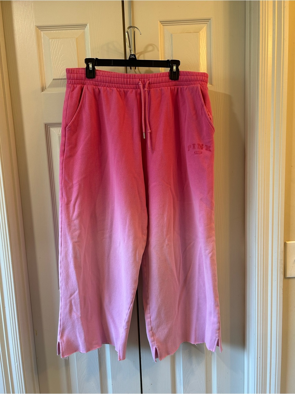 PINK Gradient Pink Campus Fleece Sweatpants with split hem size xl